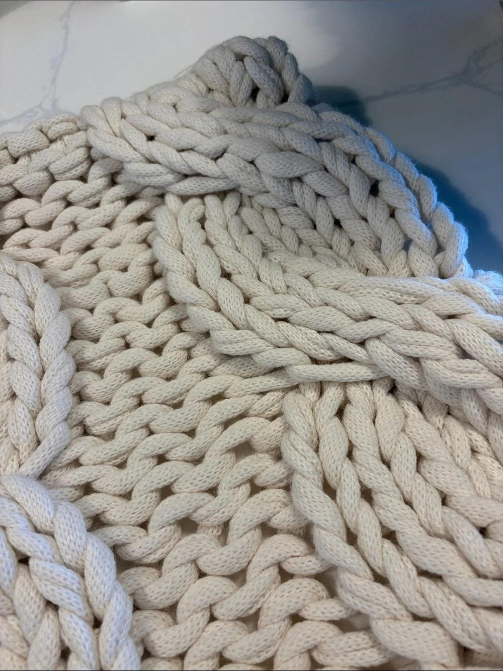 Pottery Barn Chunky Hand-Knit Cable Accent Pillow - Ivory